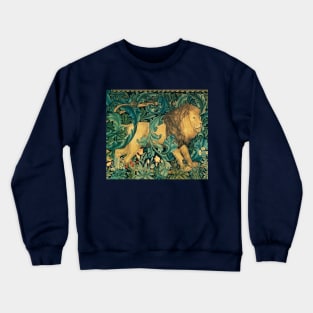 GREENERY ,FOREST ANIMALS, LION Antique Tapestry Crewneck Sweatshirt